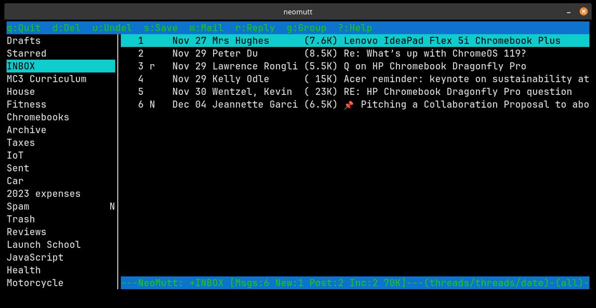 Neomutt email in the terminal