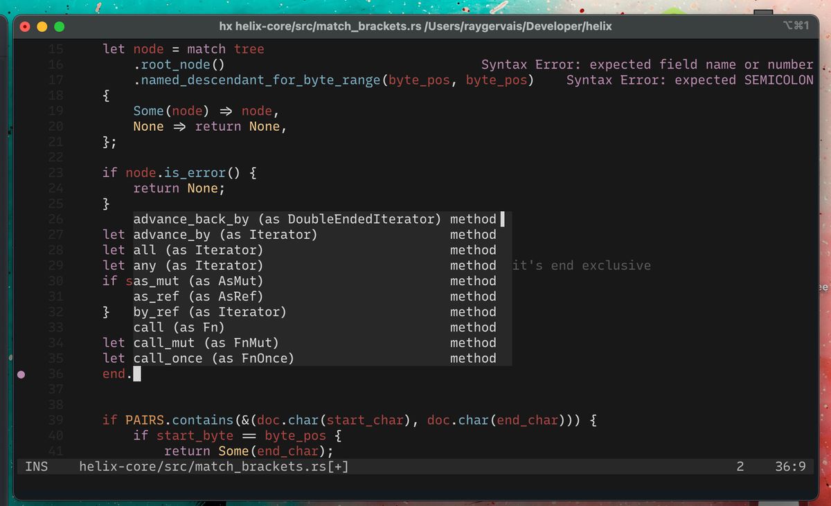 Helix editor